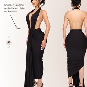 Chic Black Backless Halter Dress